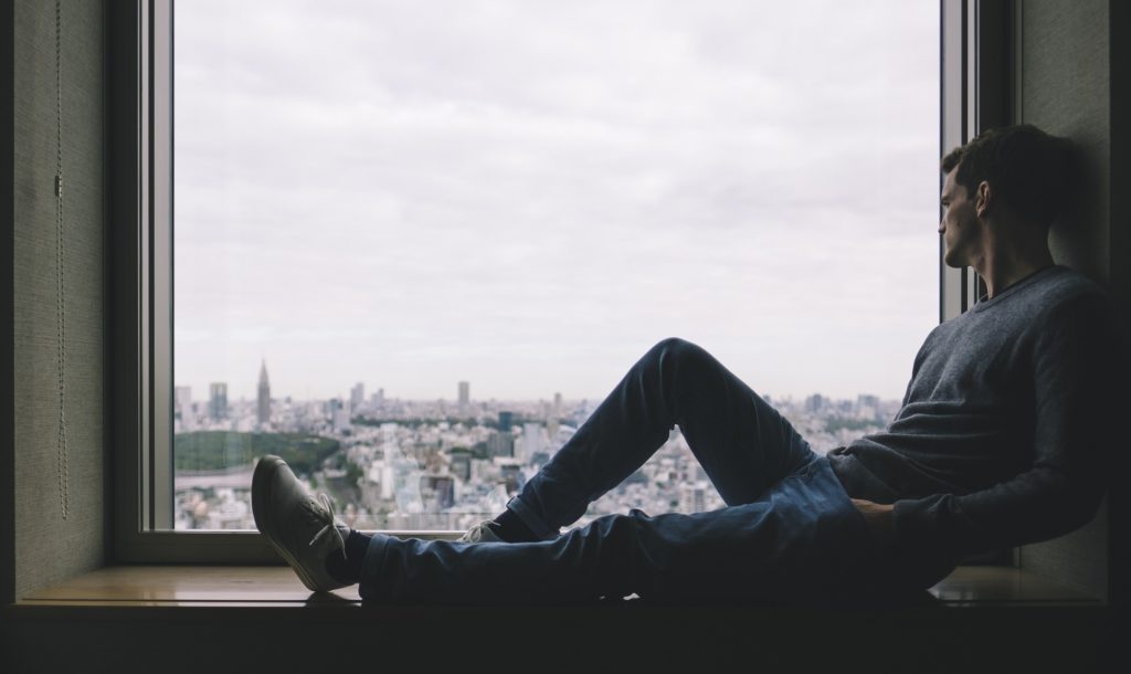a man on a window
